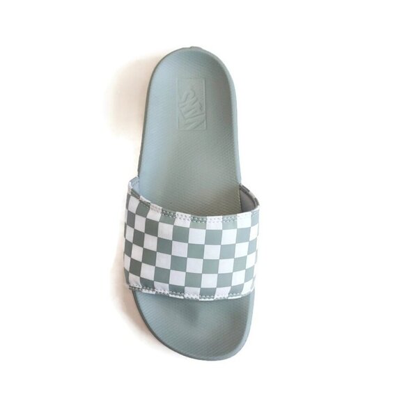 VANS Mens Size 8 La Costa Slide On Sandal Shower Slide Gray Green Checkerboard - Picture 2 of 8